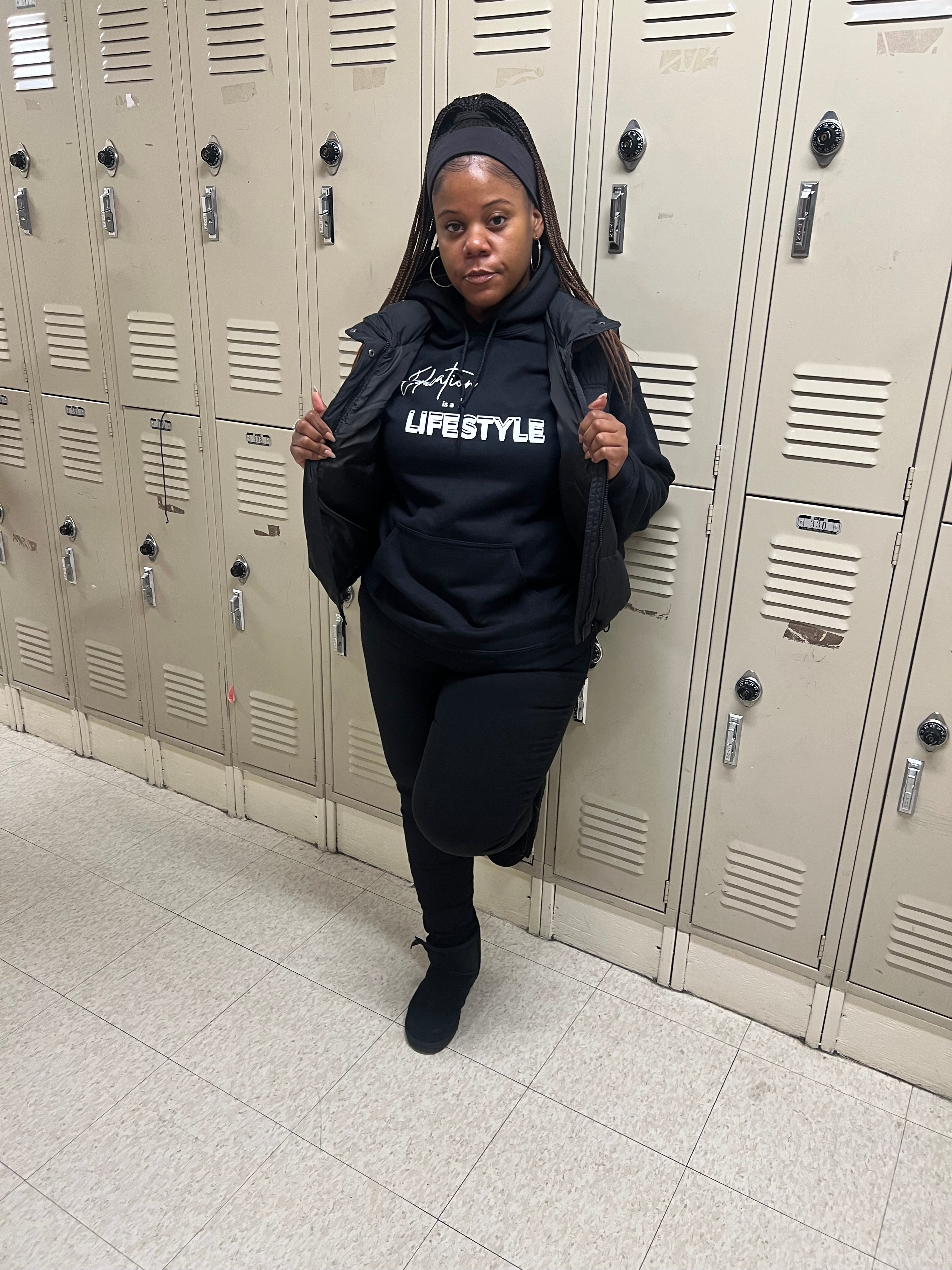 Black Hoodie with White Writing