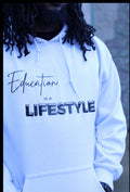 White Hoodie with Black Writing