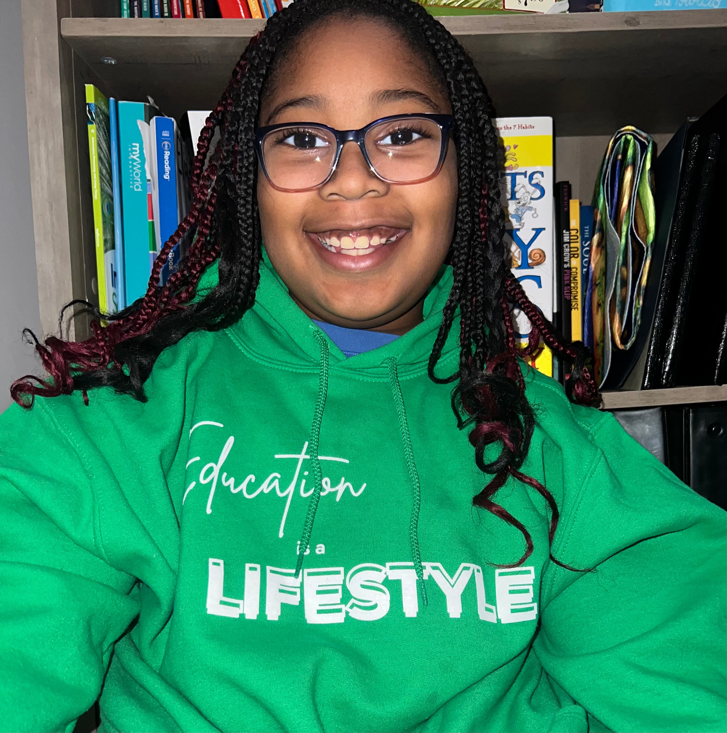 Kelly Green Hoodie with White Writing
