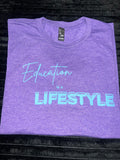 Purple T-Shirt with Blue Writing