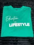 Green T-Shirt with White Writing
