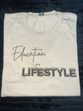Tan T-Shirt with Brown Writing